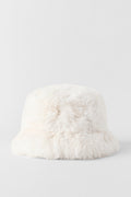 Faux Fur Starstruck Bucket Hat - Ivory