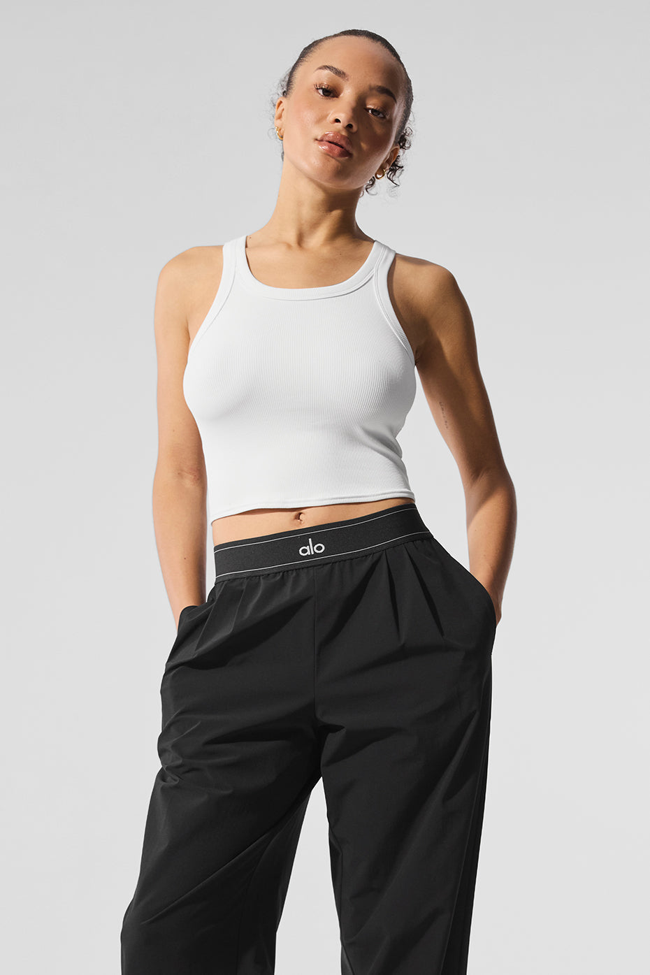 Goddess Ribbed Go-To Tank - White