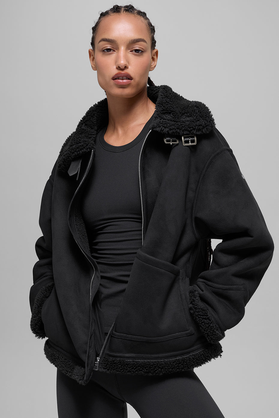Faux Shearling Grand Jacket - Black