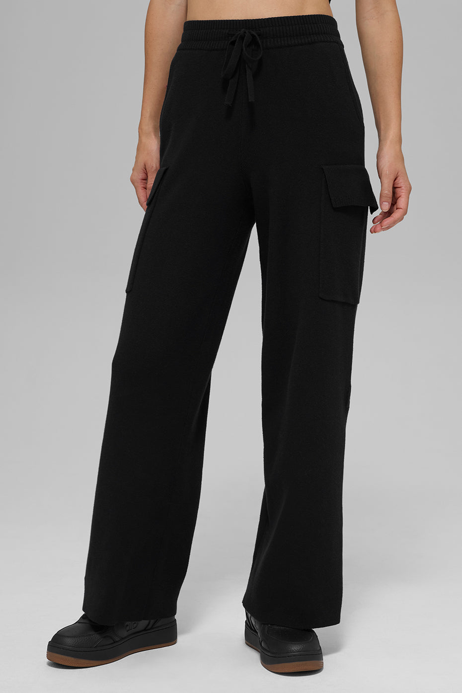 Scholar Knit High-Waist Cargo Pant - Black