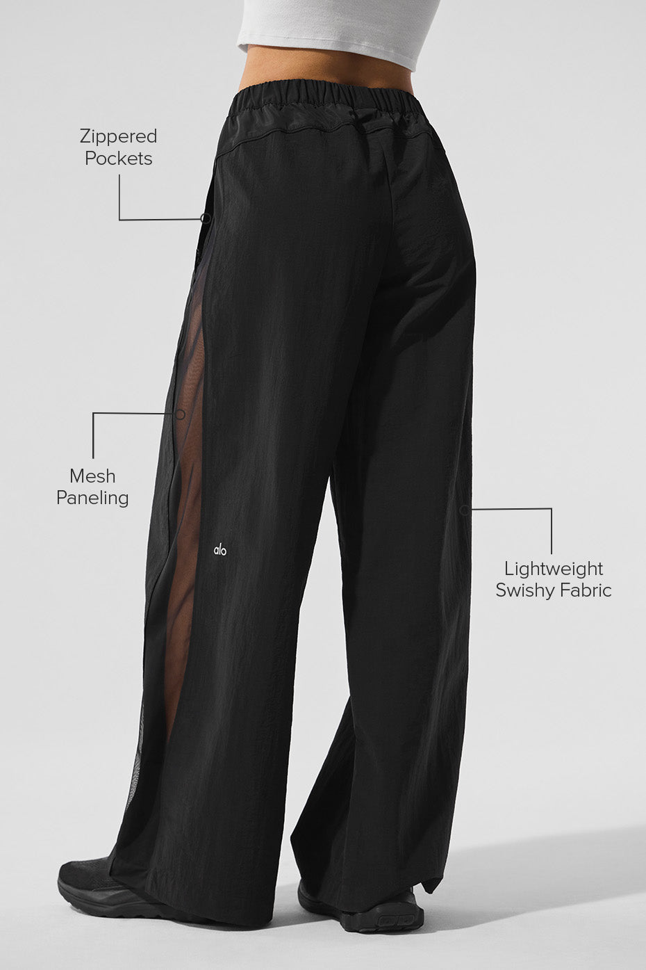 High-Waist Origin Wide Leg Track Pant - Black