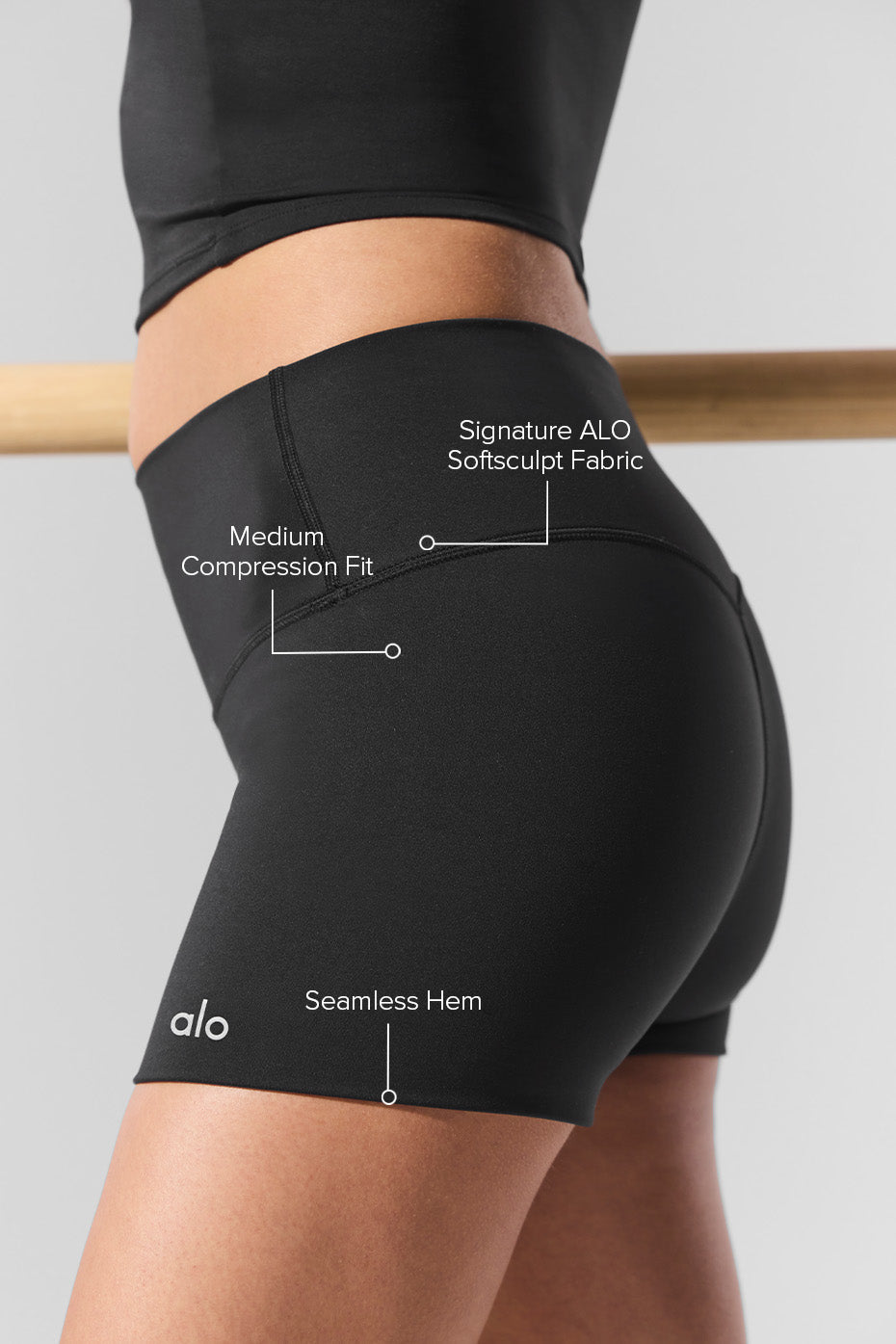3 ALO Softsculpt High-Waist Precision Short - Black