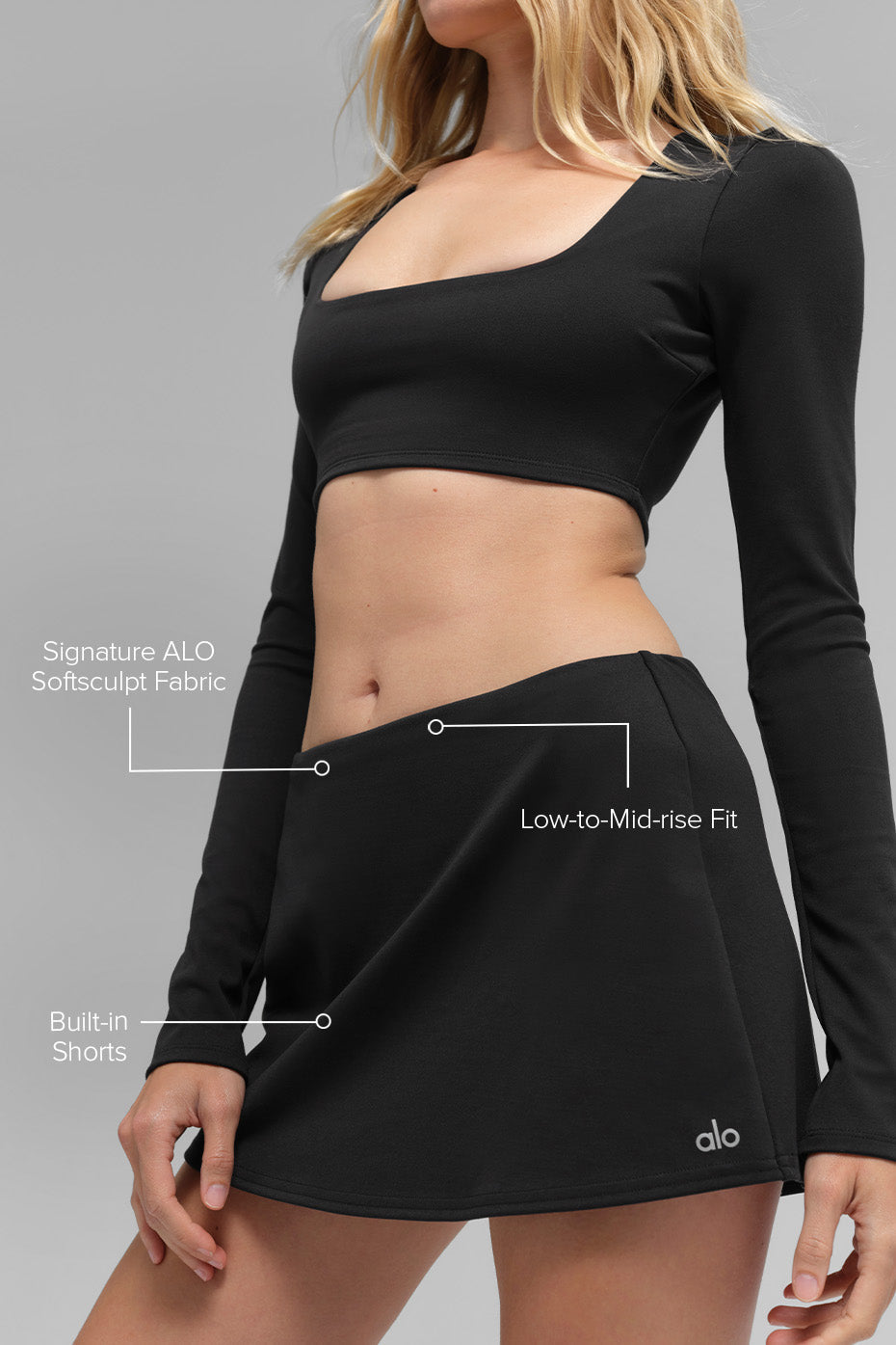 ALO Softsculpt Precision Mini Skirt - Black