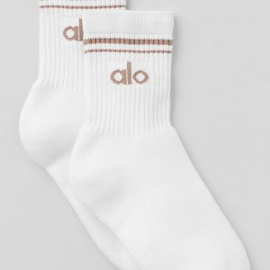 Unisex Half-Crew Throwback Sock - White/Chai Latte