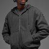 Cotton Canvas Full Zip Hoodie - Anthracite
