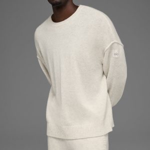 Unisex Wool Cashmere New Class Crewneck Sweater - Bone Heather