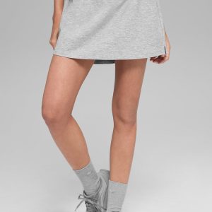 Alosoft Better Together Tennis Skirt - Athletic Heather Grey/White